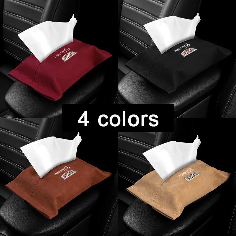 Suede Car Seat Back Tissue Bag Auto Interior Paper Storage Box for Cadillac ATS BLS CT4 CTS SLR STS XT4 XTS Escalade Deville DTS