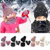 Knit Kids Winter Hat Gloves Scarf Set Warm Neck Warmer  for Cold Weather
