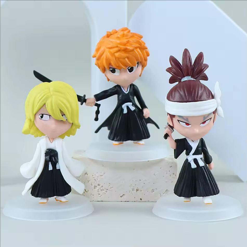 Anime BLEACH Action Figures Kurosaki Ichigo Kuchiki Rukia Urahara Kisuke Abarai Renji PVC Model Kid Gift Toy