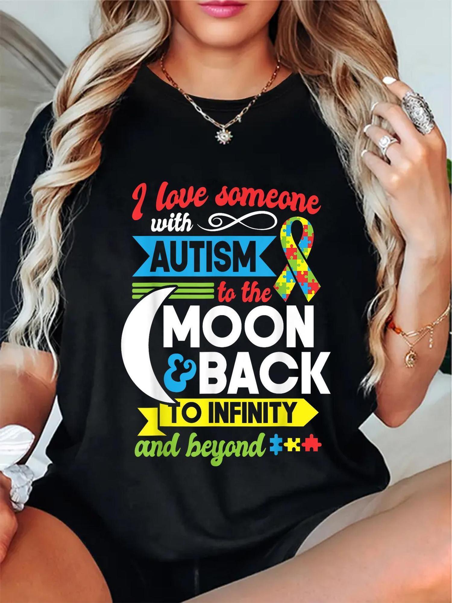 Autism Awareness I Love Someone to the Moon and Back T-shirt S