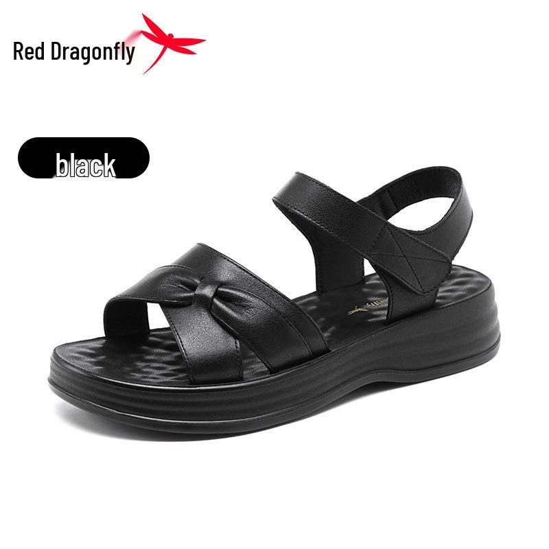 Red Dragonfly Women's Genuine Leather Flat Sandals, Soft Sole, New Summer 2026 Collection