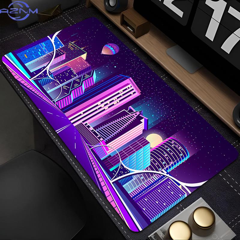 Gaming Extended Mouse Pad Gamer Pc Computer Purple Anime Keyboard Pad Neon Night City Desk Mat Offices Interior Accessories Rug