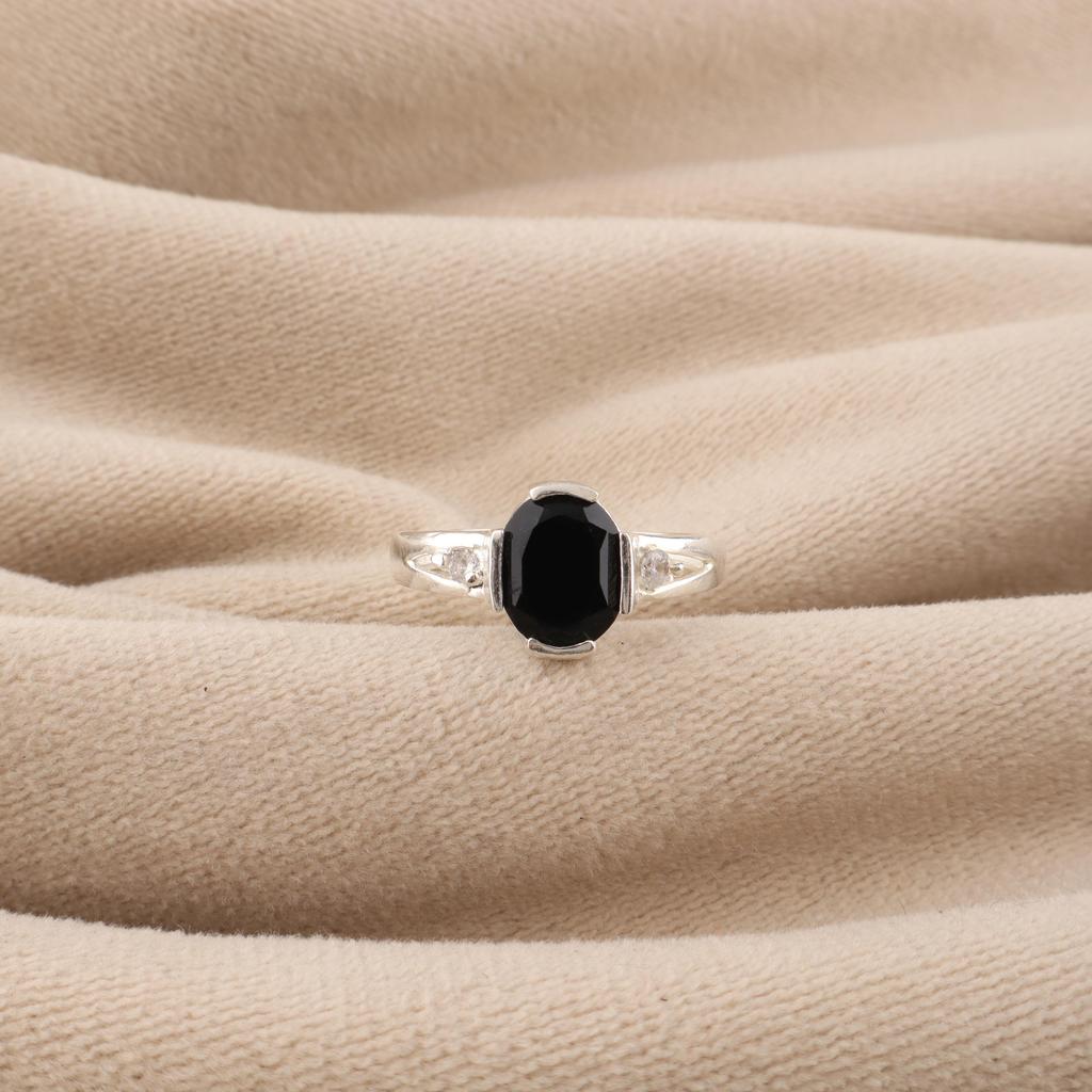 Black Onyx Gemstone 925 Sterling Silver Bohemian Ring Designer Jewelry Gift For Mother/Wife CZR-18-14