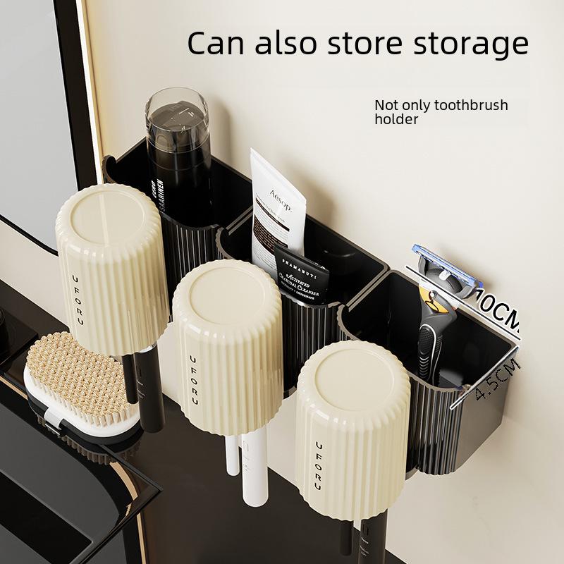 Wandmontierter Zahnbürsten- und Tassenständer ohne Lochung zur Aufbewahrung im Badezimmer