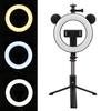 Kabelloser Bluetooth Selfie-Stick mit Ringlicht-Halterung, Faltbarer Stativständer, Desktop-Selfie-Stick
