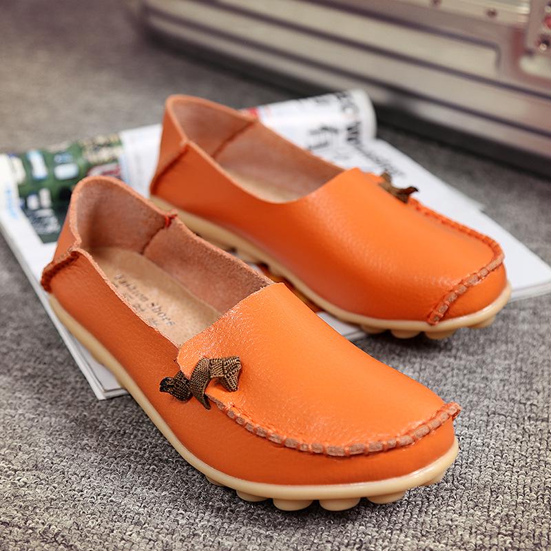 Plus Size Genuine Leather Low-Top Loafers for Women