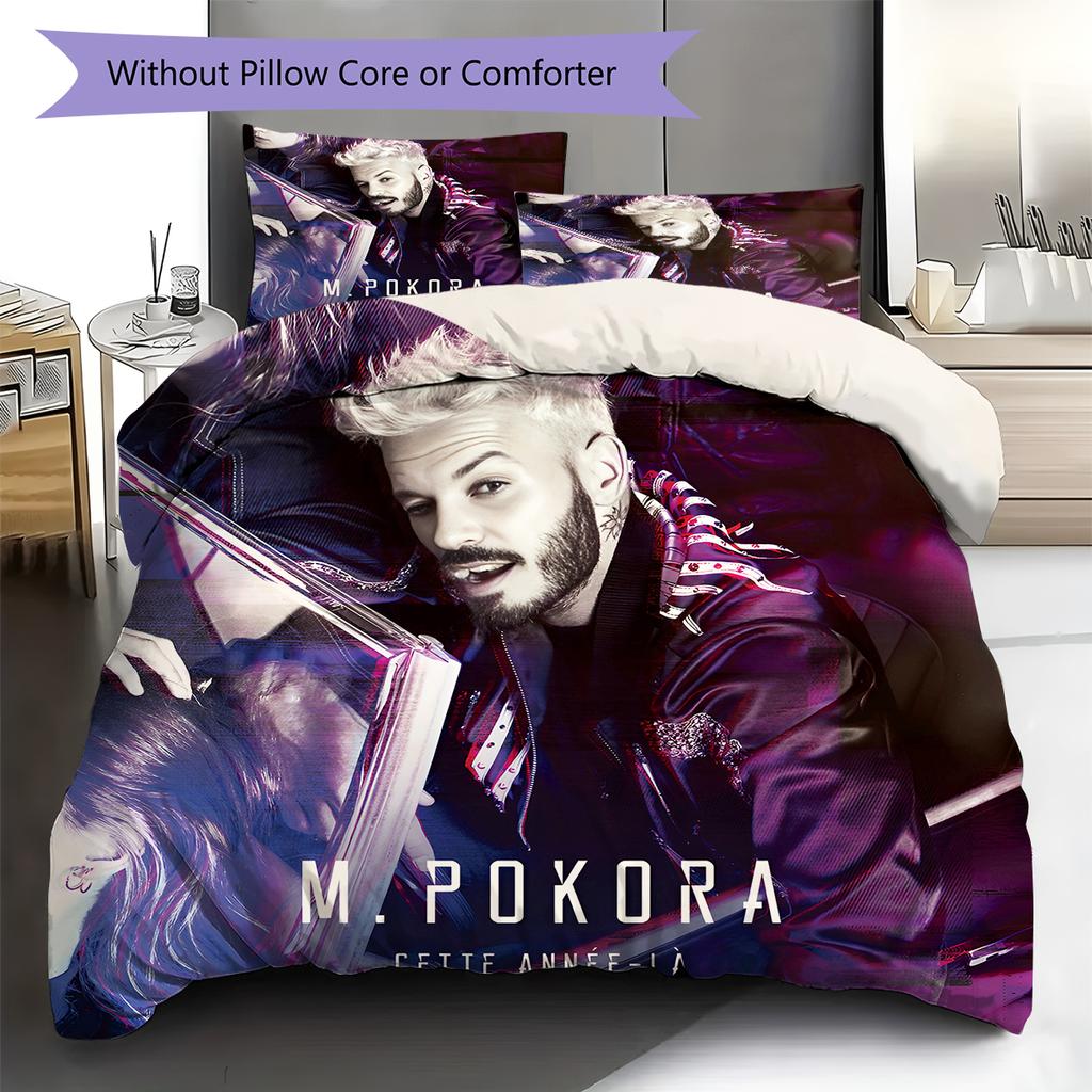 M Pokora Pattern Bedding,Quilt Set Quilt Cover Pillowcase Home Birthday Gift (1 * duvet cover + 2 * pillowcase, without core)
