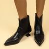 Fashion 2025 Pointed Toe Women Hot Selling High Quality Fashionable Ankle Boots Mid Heels Designer Leather Shoes Woman Trend