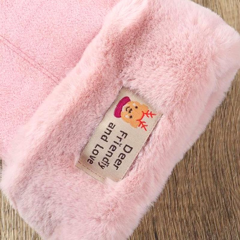 Mănuși de pluș pentru exterior pentru femei, pentru gât, din lână, din piele de căprioară, ține cald iarna, rezistentă la vânt, de culoare solidă