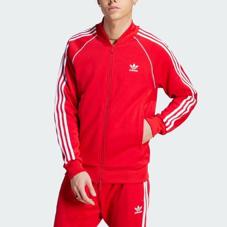 Adidas Originals Trefoil Three-Stripe Colorblock Logo Long-Sleeve Jacket Men Outerwear Red IL2494
