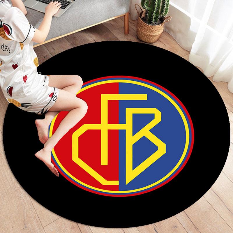 FC Basel Round Area Rug,Carpet Rug for Living Room Bedroom Sofa Playroom Decor,Non-slip Floor Mat