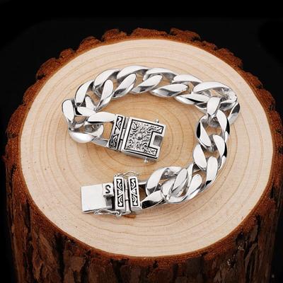 Men's Bracelet Glossy Men's Silver Bracelet Domineering Retro Couples