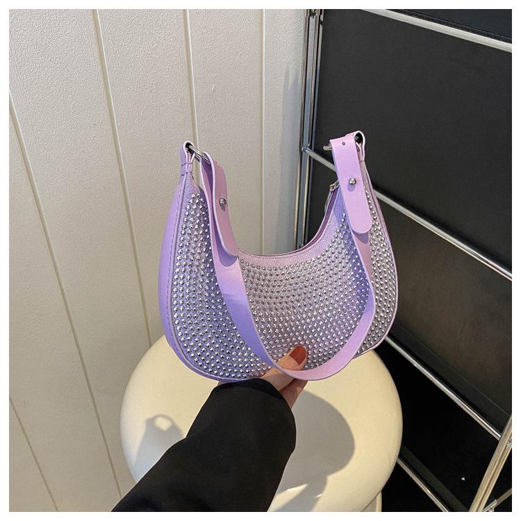 

Сумка-седло со стразами: Трендовая женская сумка кроссбоди и на плечо 2023 года с дизайном высокого класса фиолетовый