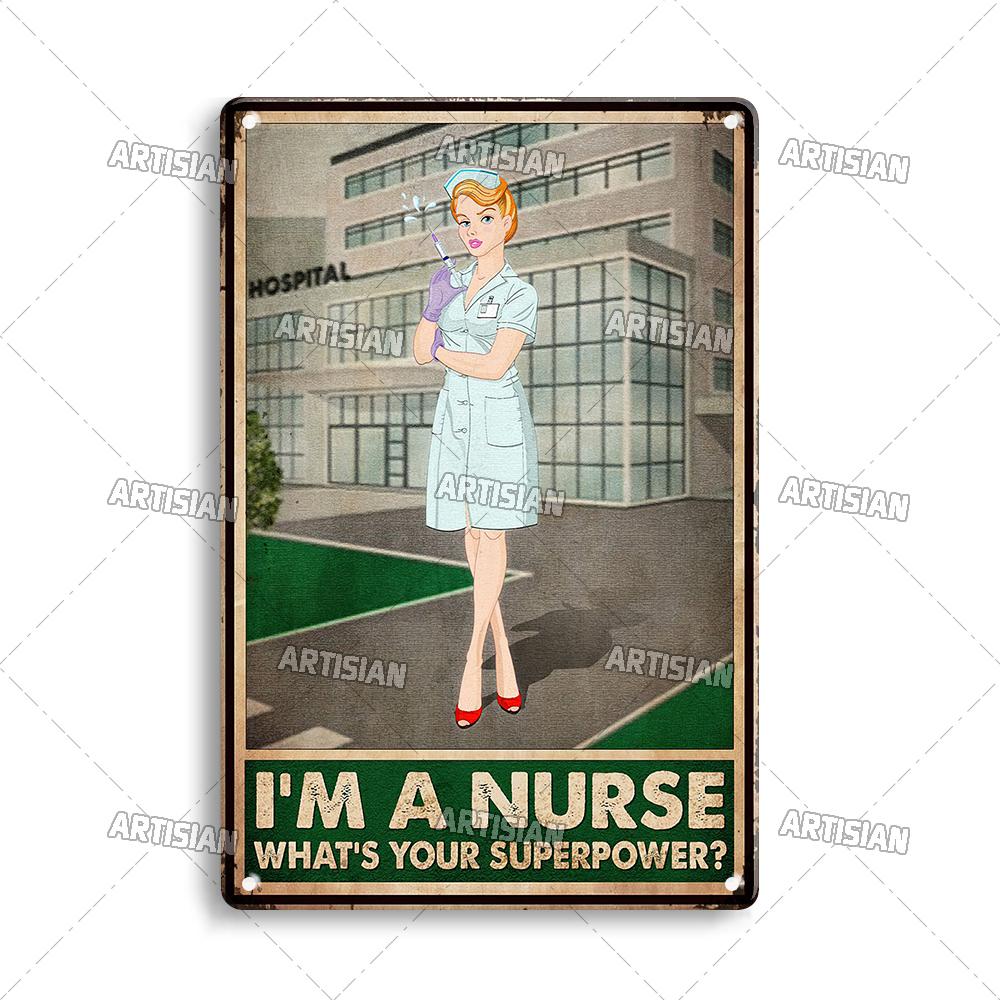 Künstlerisches Medizinisches Metallschild Krankenschwester Tierarzt Blechschild Klinik Krankenhaus Hebamme Dekoratives Poster Wanddekor Garage Bar Kneipe