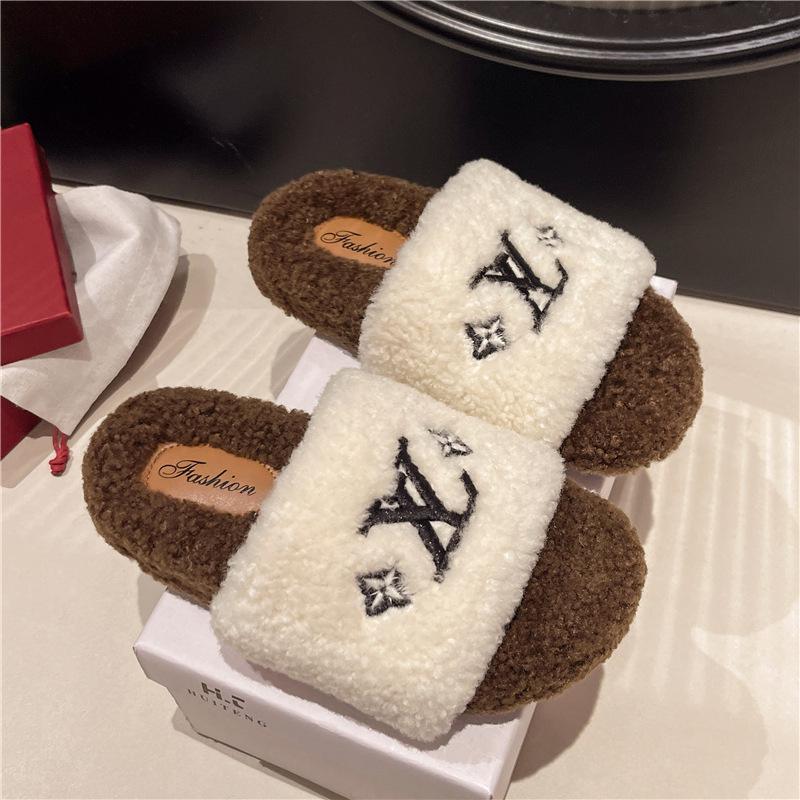 Women's Trendy Korean Flat Bottom Fuzzy Slippers for All Seasons 2025