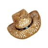Western Hat Handcrafted Openwork Design Lightweight Paper Straw Sun Hat Adjustable For Beach Travel Outdoor Event