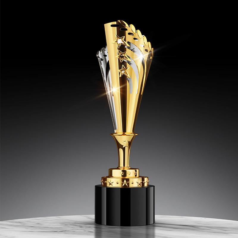 Zinc Alloy Crystal Trophy, Ear of Wheat, Gold, Silver, Excellent Staff Award, Home Decoration Collection, Metal Trophy, 1Pc 1pc