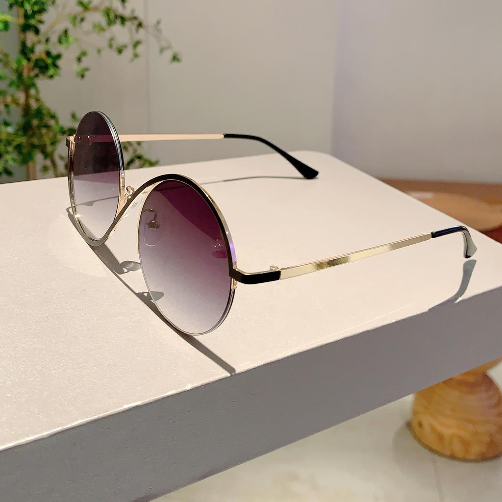 Oversized Round Sunglasses  New In Women Stylish Vintage Semi-rimless Outdoor Shades Trendy Brand Design Sun Glasses