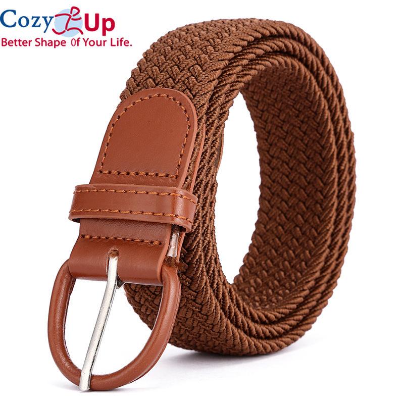 

Уютный женский ремень с эластичной пряжкой, пряжка из холщового сплава, 110 см * 3,5 см 105cm светло-коричневого