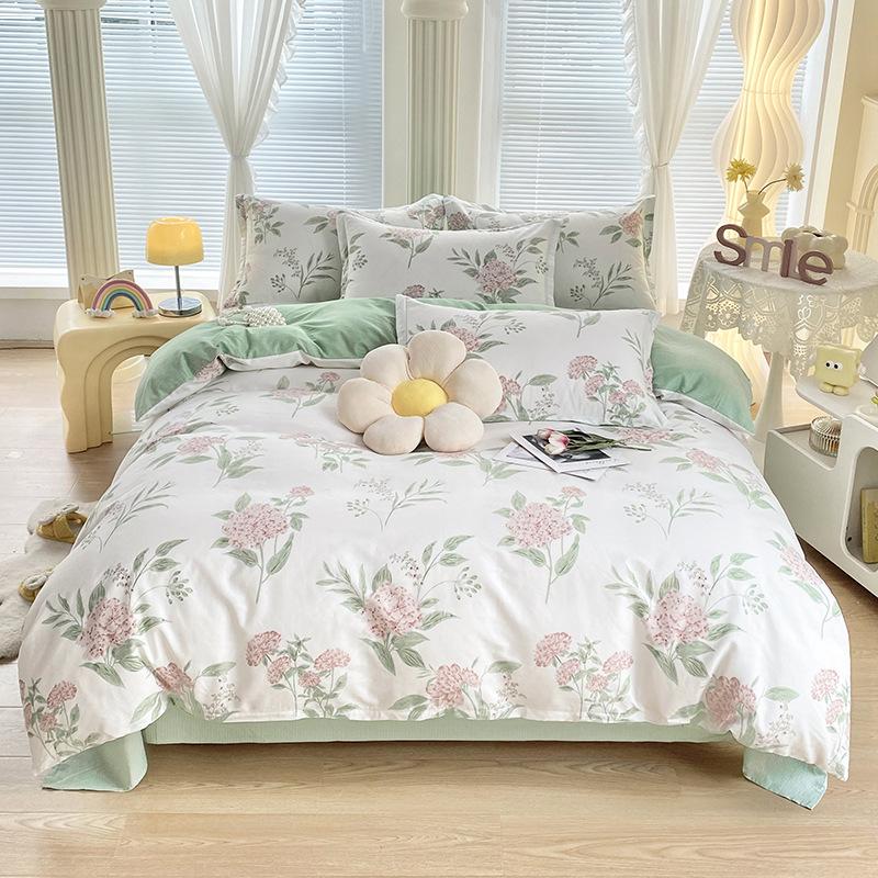 Μικρό Φρέσκο Βαμβακερό Καθαρό Βαμβάκι τεσσάρων τεμαχίων κοιτώνα Παπλωματοθήκη τριών τεμαχίων