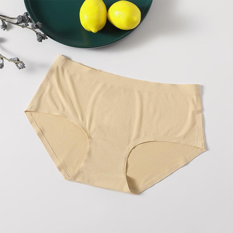 Plus Size Breathable Holes Panties Women Lingerie Solid Knickers Seamless Female Mid-rise Briefs