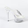 Rhinestone Sexy High Heel 15CM Thin Heel Waterproof Table Slippers Transparent Crystal Shoes Wedding Shoes Banquet High Heel