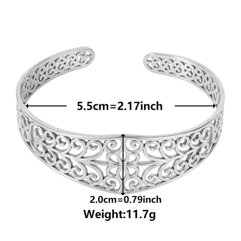 

Ethnic Filigree Open Leaf Bracelet Real Gold Plated Stainless Steel Bangles Bracelets For Women Accessories Girl Vintage Jewelry adjustable