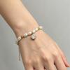 Elegant New Arrival 18K Gold Plated Pearl Beads Chain Bracelets Stainless Steel Zircon Geometric Pendant Bracelets Jewelry Gift