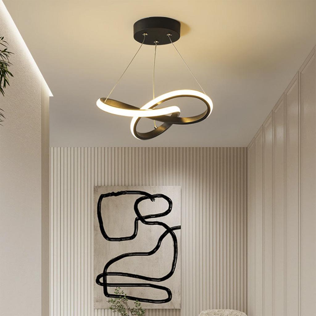 24cm Led Pendant Light Tricolor Nordic Linear Hanging Ceiling Bedroom Staircase Creative Lamp Lighting Black/White Modern Design