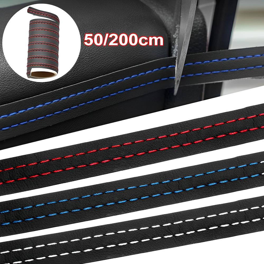 Car Mouldings Trim Strip DIY Self-adhesive Decoration Line Pu Leather Dashboard Braid Strips Decal Auto Interior Accessories