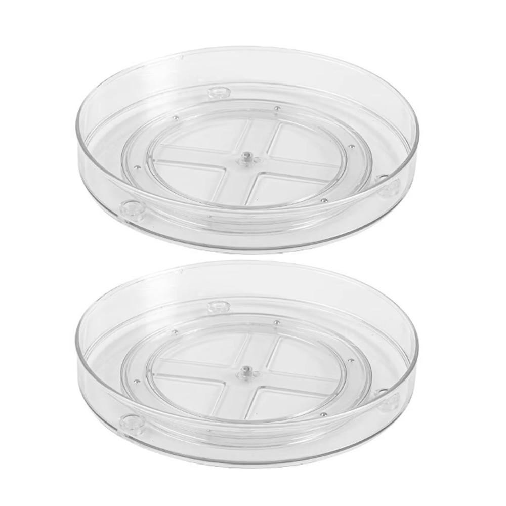 1-10Pcs Clear Turntable Storage Tray Multifunctional Spice Rack Cosmetic Storage Tray Cabinet Refrigerator Kitchen Storage Rack