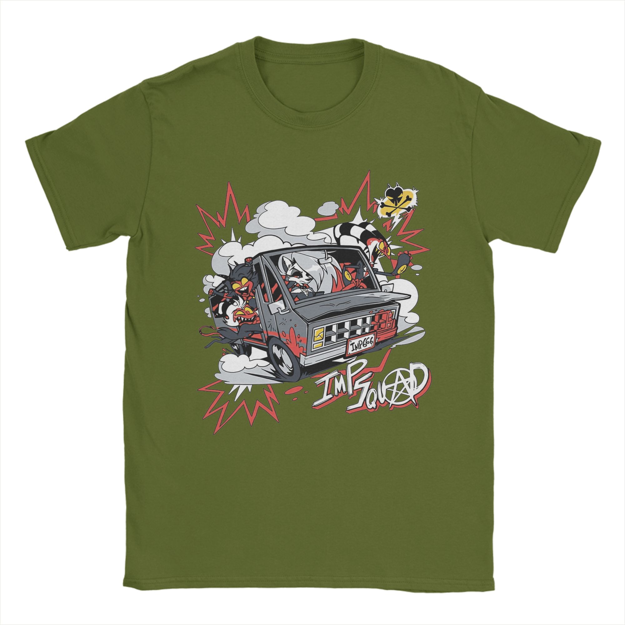 

Men s T-Shirt I.M.P Squad Hazbins Hotels Vintage Pure Cotton Tees Short Sleeve T Shirts Crew Neck Clothing Adult 4XL