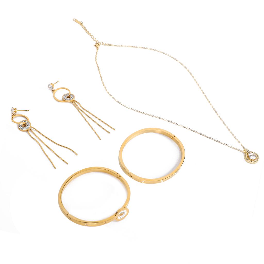 Damen Frauen Schmuckset Halskette Ohrringe Armband Set für Party Hochzeit Geburtstag