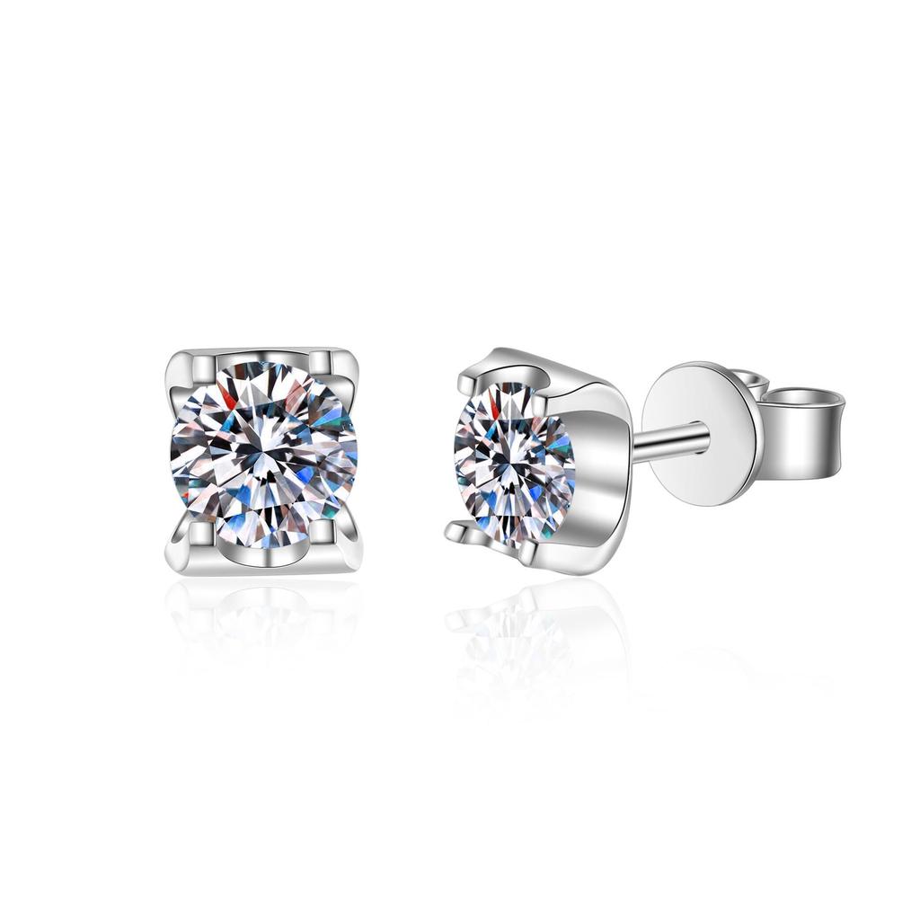 Elegant Bull Head Diamond Stud Earrings: D Color Moissanite In S925 Sterling Silver with PT95 Platinum Plating