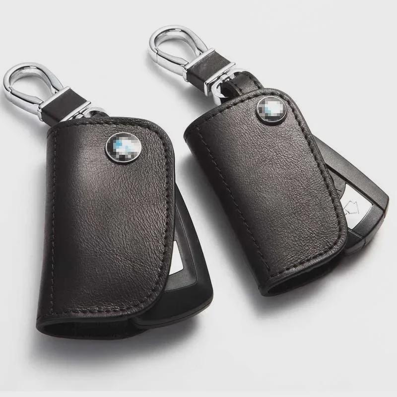Genuine Leather Key Cover for BMW & Mercedes-Benz - Oil Wax Cowhide Protective Case