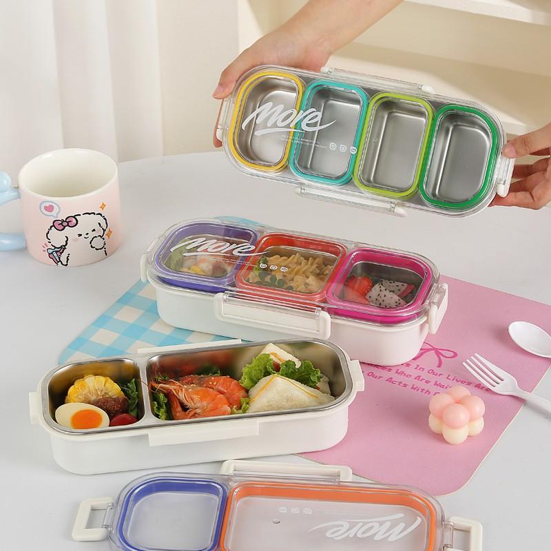 Stal Nierdzewna Pudełko Bento Z Szczelną Przegrodą Bezpieczne w Kuchence Mikrofalowej Pojemnik na Lunch Biuro Szkoła
