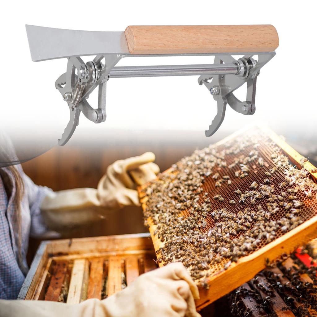 Rostfritt Stål Kupramshiss Biodlingsutrustning Biklådans Kopplare Ergonomiskt Trähandtag Biodlingsverktyg