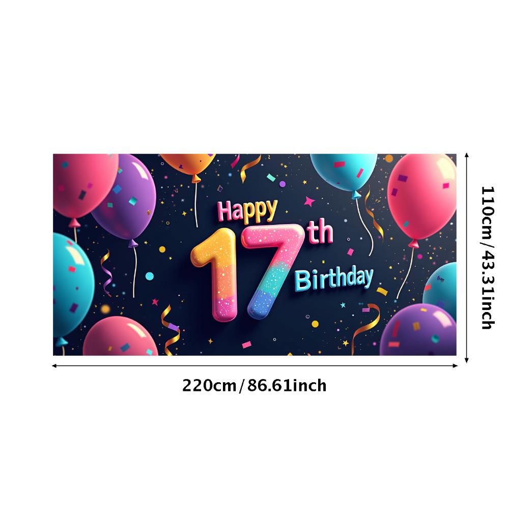 17. Geburtstag Party Hintergrund Banner Rot und Schwarz Ballon Alles Gute zum Geburtstag Fotografie Hintergrund Requisiten Dekorationen Zubehör