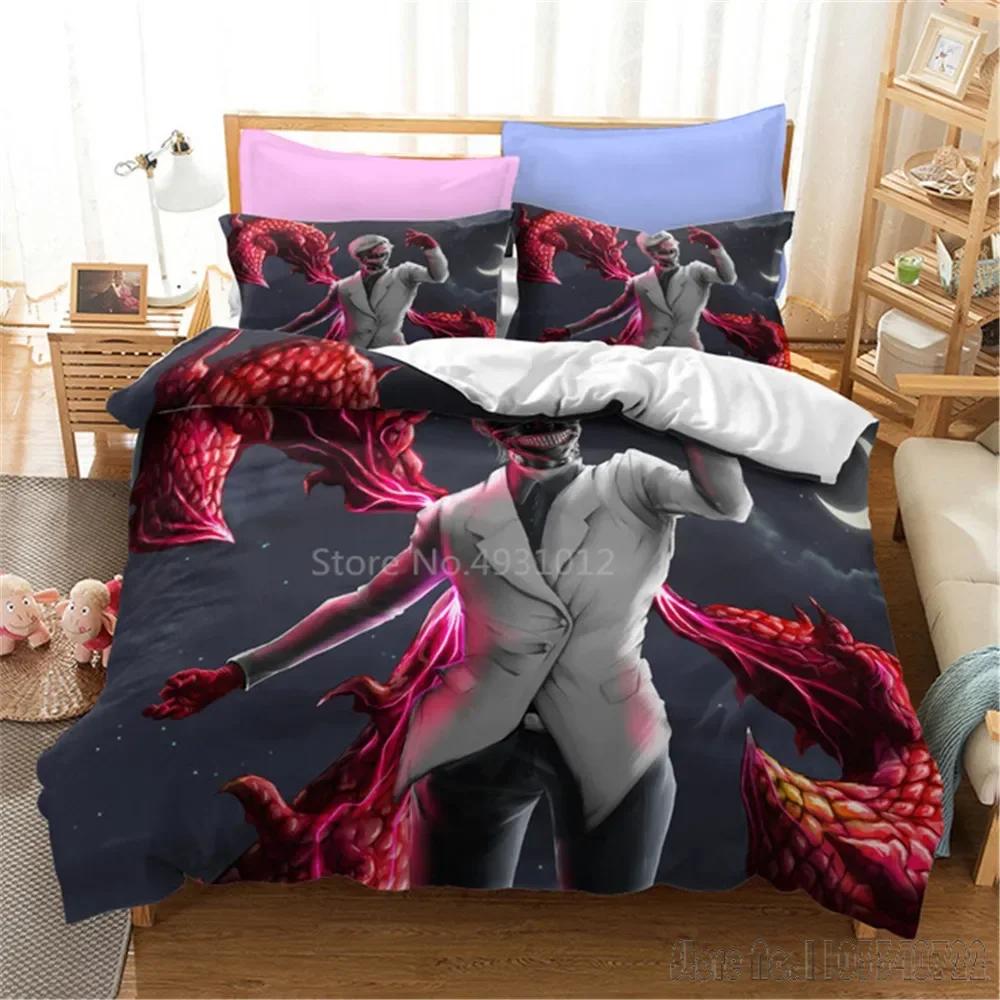 Admire 3D Tokyo Ghoul Cartoon Duvet Cover Set HD Comforter Cover for Kids Bedding Sets Bedclothes Bedroom Decor