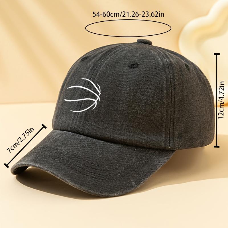 Line Basketball Print Baseball Cap Washed Curved Brim Hat Fashionable and Versatile Hip-hop Hat for Men and Women