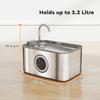 3.2 L Cat Water Fountain For Drinking Cat Fountain Stainless Steel With Visible Water Level Window Ultra Silent Pump