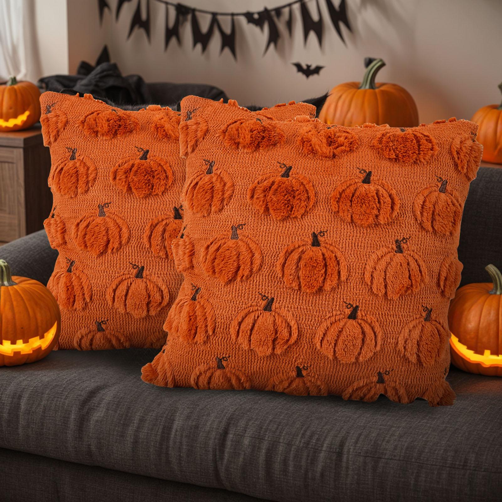 

Мягкая плюшевая наволочка на Хэллоуин с рисунком тыквы, декоративные чехлы на подушки для гостиной, спальни, загородного дома, чехол на подушку 45*45 см One Size оранжевый