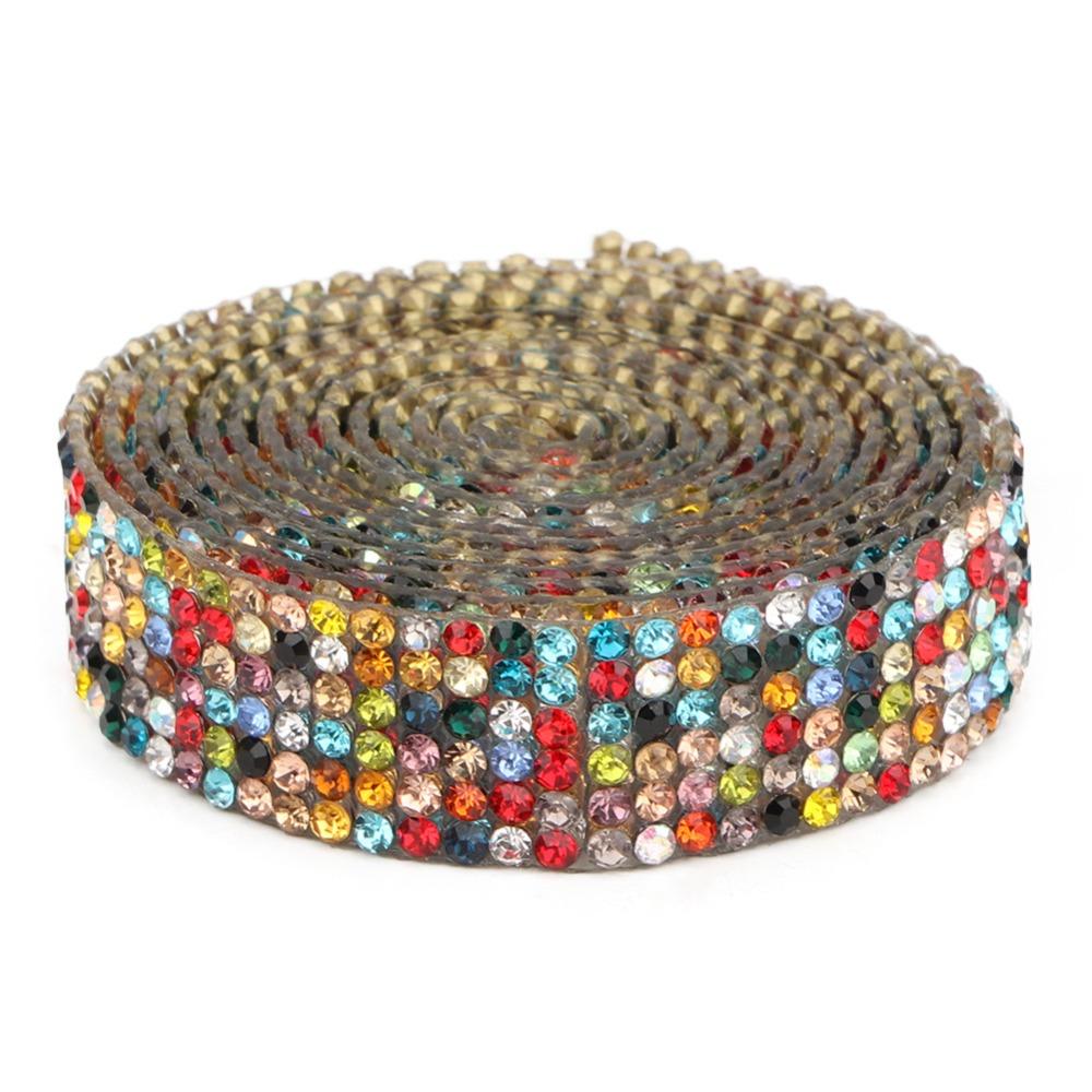 1pcs 1.2cm Width Rhinestone Ribbon Trim Iron On Crystal Glass Mesh Banding For DIY Crafts