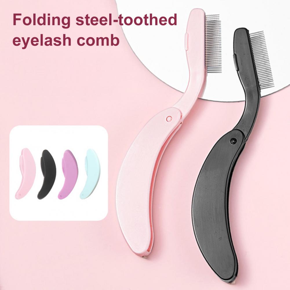 1/2Pcs Eyelash Separator Comb Foldable Handle Lash Separator Tool Stainless Steel Teeth Eyelash Separating Comb Makeup Tools