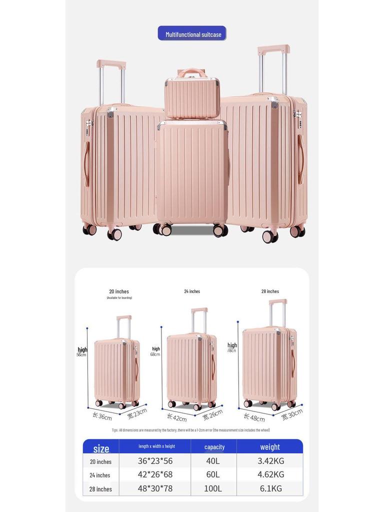 24-Inch Multi-Functional Silent Wheel Suitcase Set - Large Capacity Luggage