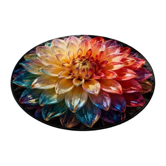 

Floral Plush Floor Mat 3D Optical Illusion Round Small Area Rug Non-Slip Absorbent Carpet for Living Room Bedroom Kitchen Bathroom Sofa Coffee Table 60cm D