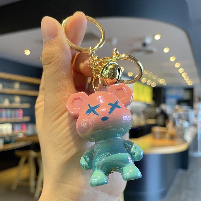 Colorful Cartoon Bear Keychain - Limited Edition Gift for Students and Backpacks