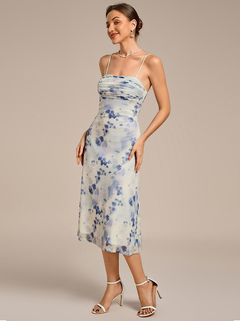 Ever-Pretty Women's Floral Sleeveless Adjustable Multiway High Stretch Midi Wedding Guest Dress