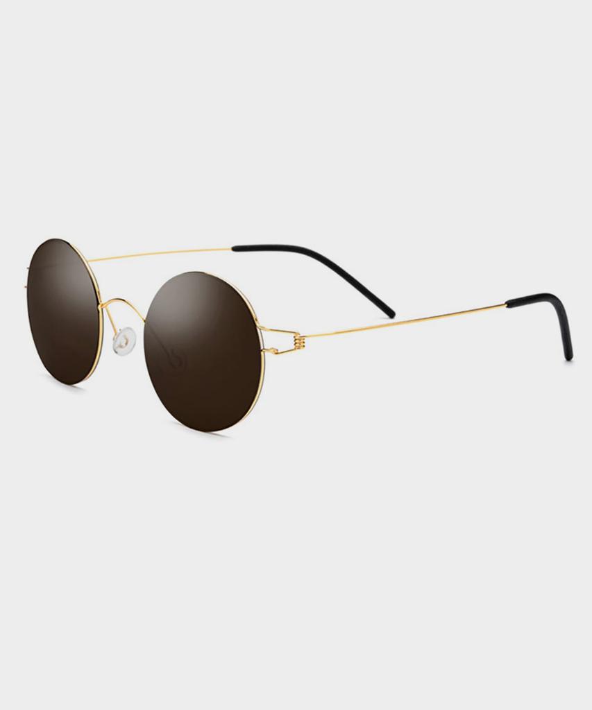 Lingkeonpeuleim 28609 Ultra-Slim Titanium Sunglasses Brown