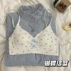 French girl floral non-marking thin rabbit ear cup no steel ring underwear big chest small breast soft support bra
